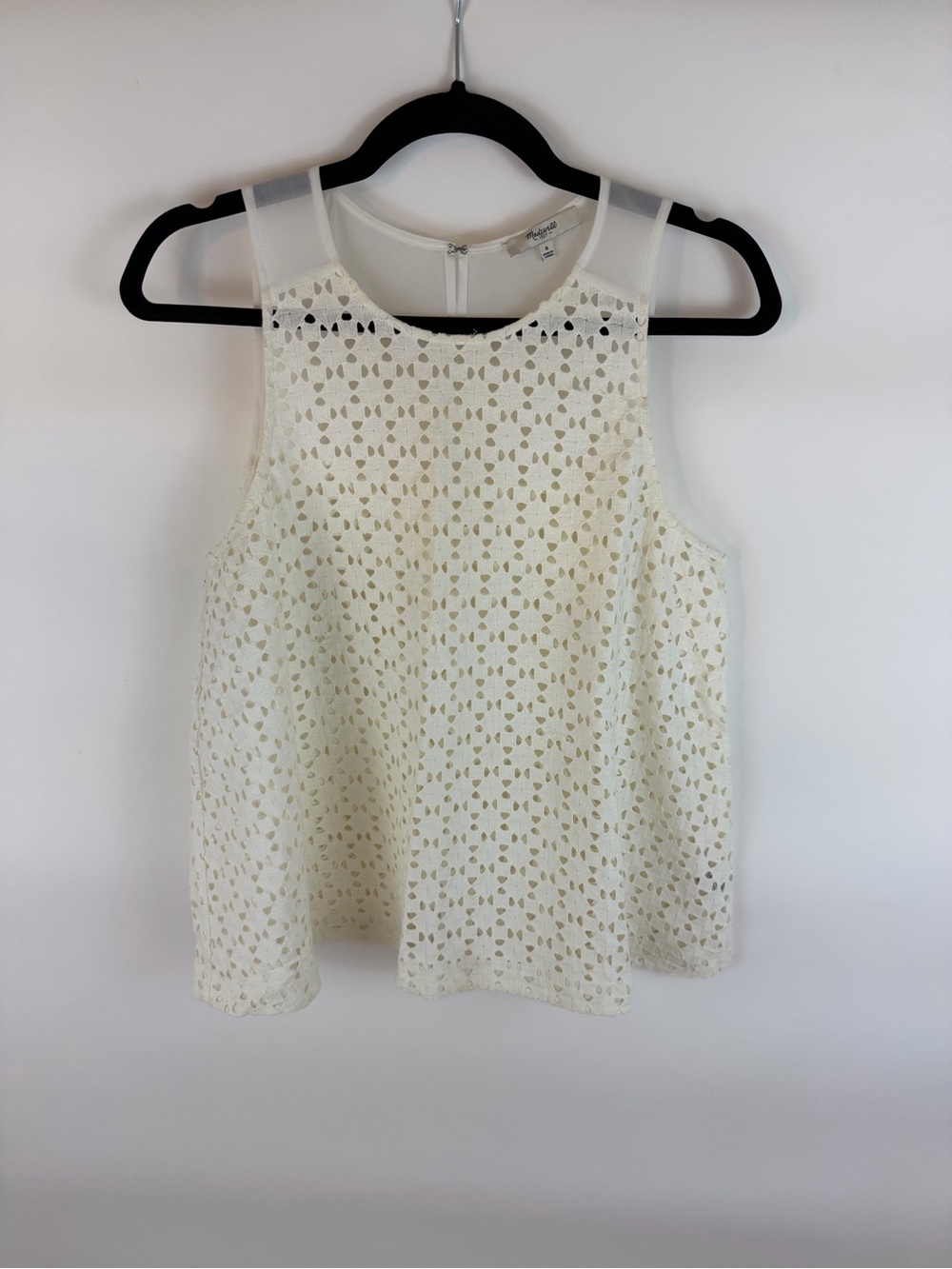 Madewell Cream Eyelet Lace Sleeveless Blouse Top Size 8 - Picture 2 of 7